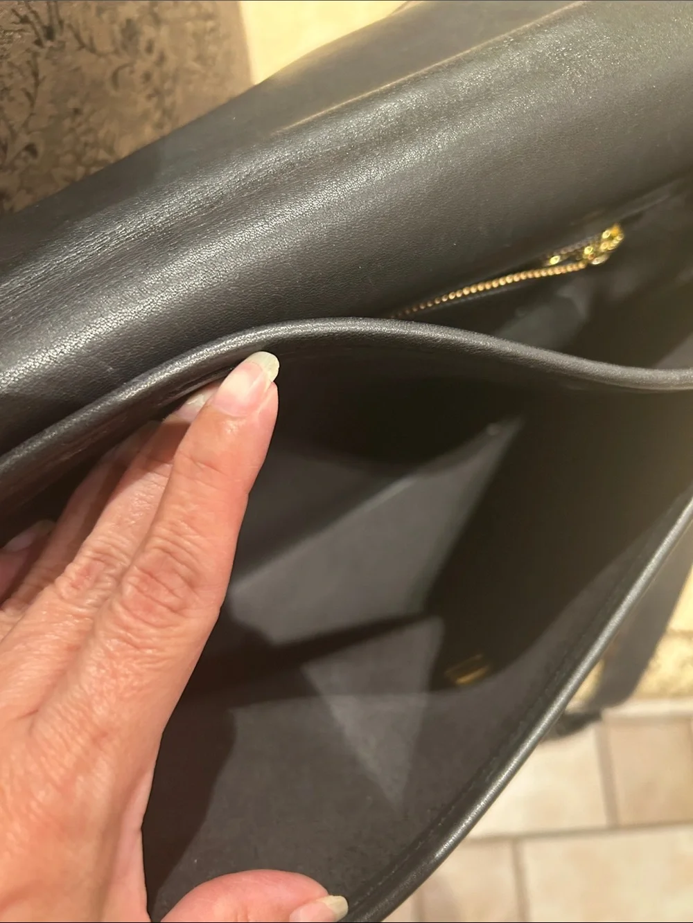 Coach Black Leather Laptop Messenger Bag with Gold Hardware